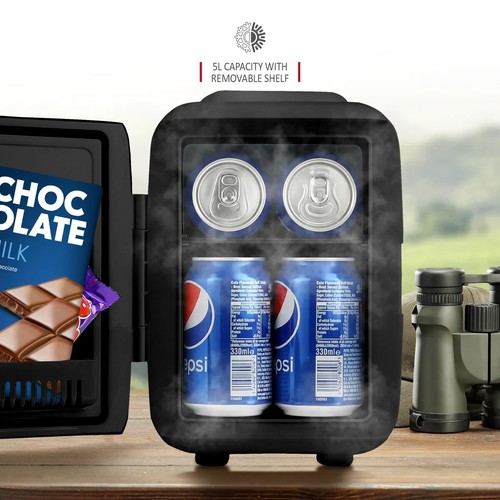 Black mini fridge switched - fridge,
