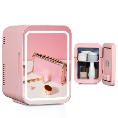 Pink led mirror mini fridge - led,