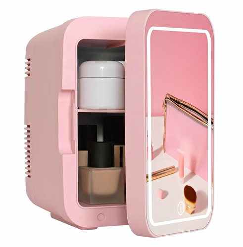 Pink tabletop mini fridge - 4l,